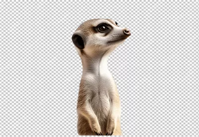 Alert Meerkat Standing Guard Looking Up PNG Cutout for Wildlife Designs image