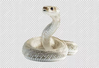 High-Quality 3D Rendered White Coiled Snake PNG for Creative Design Projects image