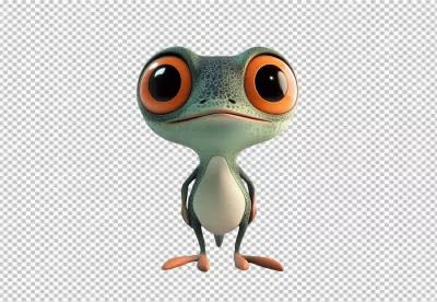 Adorable Big-Eyed Green Cartoon Frog Character for Playful Designs image