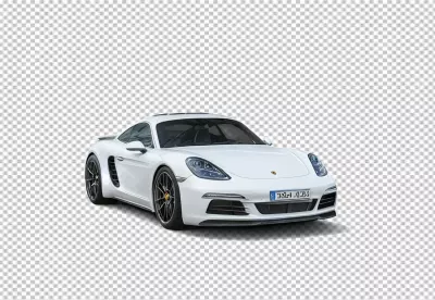 Sleek White Porsche Sports Car Isolated on Pristine White Background image