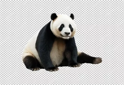 Majestic Giant Panda Sitting Serene: Iconic Wildlife Creature on Transparent Background image