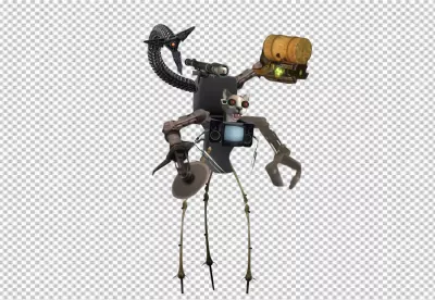 Futuristic Robotic Cat Creature with Advanced Weapons and Surveillance Systems image