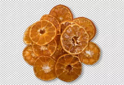 Vibrant Dried Orange Slices Pile on Black Background for Snacking and Garnish image