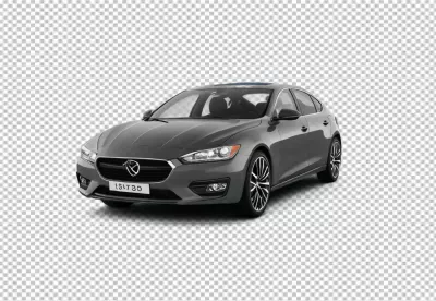 Sleek Modern Dark Grey Sedan Car with Contemporary Design on Transparent Background image