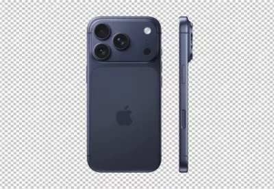 Midnight Blue iPhone 15 Pro Max with Triple Camera System Back and Side View image