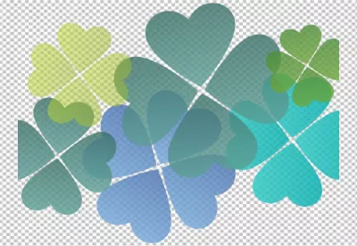 Overlay of colorful shamrock clover leaves on black background