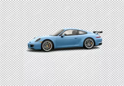 Sleek Light Blue Porsche Sports Car Isolated on Pristine White Background image