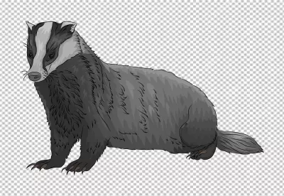 Detailed Digital Illustration of a European Badger with Distinctive Striped Face image
