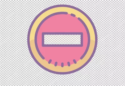 Stylized colorful pink and yellow no entry or minus button icon