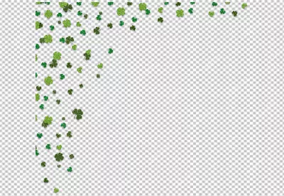 Sparkling Green Clover Confetti Falling on Black Background