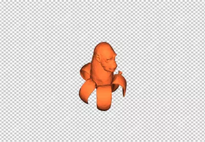 Abstract 3D Gorilla Character Whimsically Emerging from a Peeled Banana image