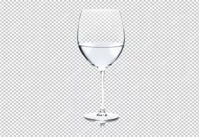 Elegant Wine Glass Half-Filled with Pure Water on a Reflective White Surface image