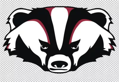 Fierce Badger Head Mascot Logo in Black White and Red Vector Illustration image