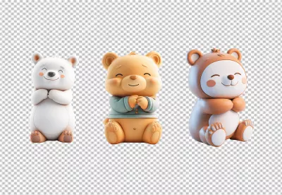 Adorable Cute Bear Characters Smiling Posing PNG Clipart Download for Kids Designs image