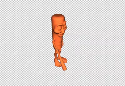 Whimsical Orange 3D Rendered Cartoon Character with Smiling Face and Walking Stick image