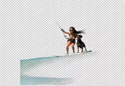 Dynamic Woman and Loyal Rottweiler Dog Enjoying Tandem Kitesurfing Adventure image