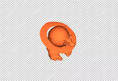 Whimsical Orange Abstract 3D Creature with Coiled Body and Feet image
