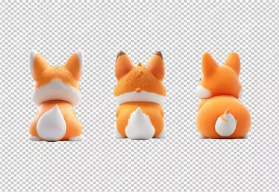 Cute 3D Cartoon Foxes Posing with Vibrant Orange and White Fur for Kids' Designs image