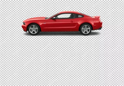 Vibrant Red American Muscle Car Sports Coupe Side View Isolated image