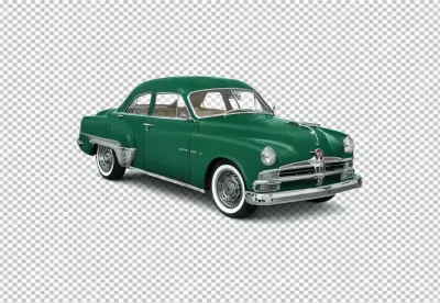 Majestic Green 1950s Classic American Sedan with Chrome Accents and Whitewall Tires Isolated image