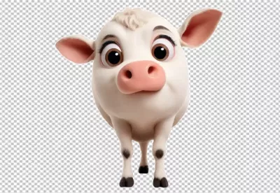 Cute 3D Rendered Cartoon Calf with Big Expressive Eyes and Pink Nose image