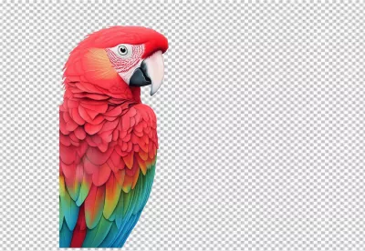Vibrant Red Macaw Parrot with Colorful Feathers PNG Image image