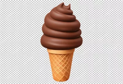 Delicious 3D Chocolate Soft Serve Ice Cream Swirl in a Crispy Waffle Cone image