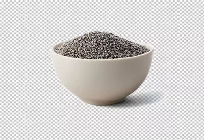 Fresh Chia Seeds in White Ceramic Bowl for Healthy Living and Nutrition image