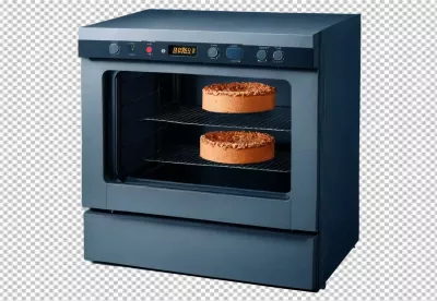 Modern Professional Industrial Oven Baking Delicious Round Cakes on Two Racks image