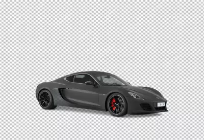 Sleek Dark Grey Modern Luxury Sports Car with Red Brake Calipers Isolated on White image