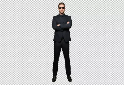 Professional Male Agent in Black Suit and Sunglasses Full Body Portrait image