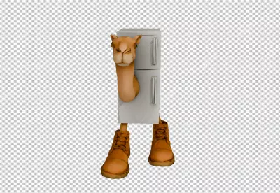 Whimsical Camel Head Refrigerator Body and Boots Abstract Character image