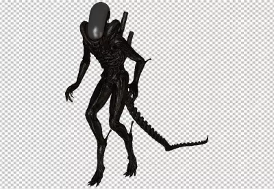 Intimidating Xenomorph Sci-Fi Horror Movie Monster Render on Black Background