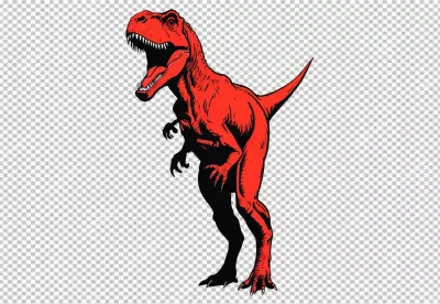 Vibrant Red Tyrannosaurus Rex Roaring Fiercely Prehistoric Dinosaur Illustration image