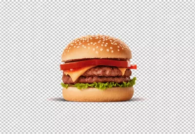 Delicious Double Cheeseburger with Melted Cheese, Fresh Lettuce, and Slices of Ripe Tomato image