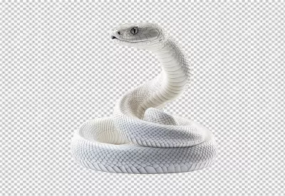 Elegant White Snake Coiled and Ready to Strike PNG Cutout image