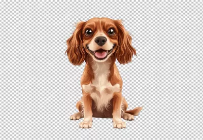 Adorable Happy Dog Sitting PNG Cutout for Joyful Pet Designs image