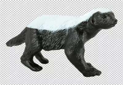 Detailed Honey Badger Toy Animal Model with Iconic Black and White Stripe image