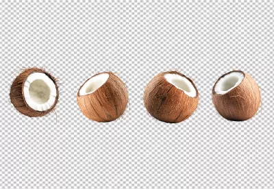 Delicious Fresh Coconut Halves Cutout for Healthy Tropical Snack Designs image