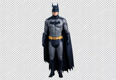 Full Body Image of Batman in Iconic Grey and Black Superhero Suit image