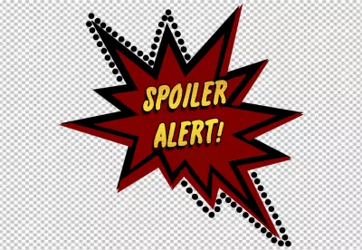 Retro Comic Style Spoiler Alert Warning Graphic with Red Burst