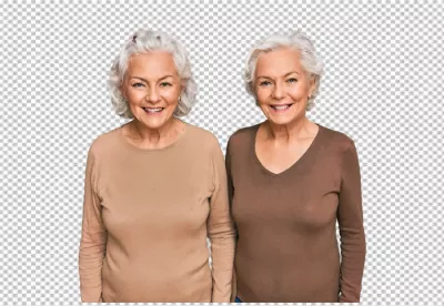 Happy Identical Twin Senior Women Smiling with Joy and Warmth image