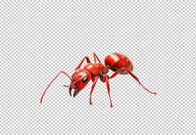 Vibrant Red Ant PNG Cutout for Nature Studies and Graphic Design Projects image