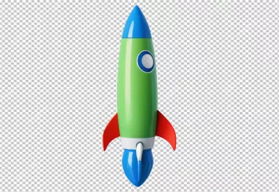 Vibrant Green Toy Rocket with Blue and Red Accents Ready for Creative Adventures and Future Exploration image