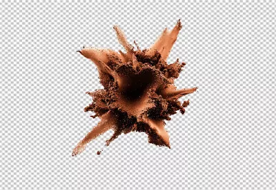 Dynamic Brown Powder Explosion with Erupting Particles for Cosmetic or Abstract Design image
