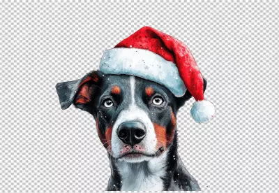 Adorable Dog Wearing Santa Hat for Christmas Holiday Celebration image