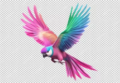 Vibrant Rainbow Macaw Flying with Graceful Spread Wings for Design Projects image