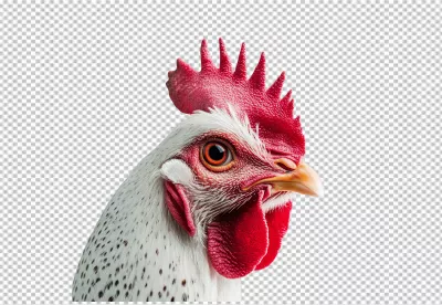 Majestic White Rooster Head with Vibrant Red Comb and Wattle image