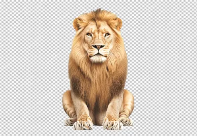 Majestic Lion Sitting Pose Digital Art for Wildlife Designs and Creative Projects image