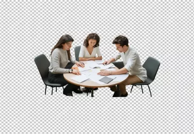 Diverse Young Professionals Collaborating in a Focused Brainstorming Session Around a Modern Table image